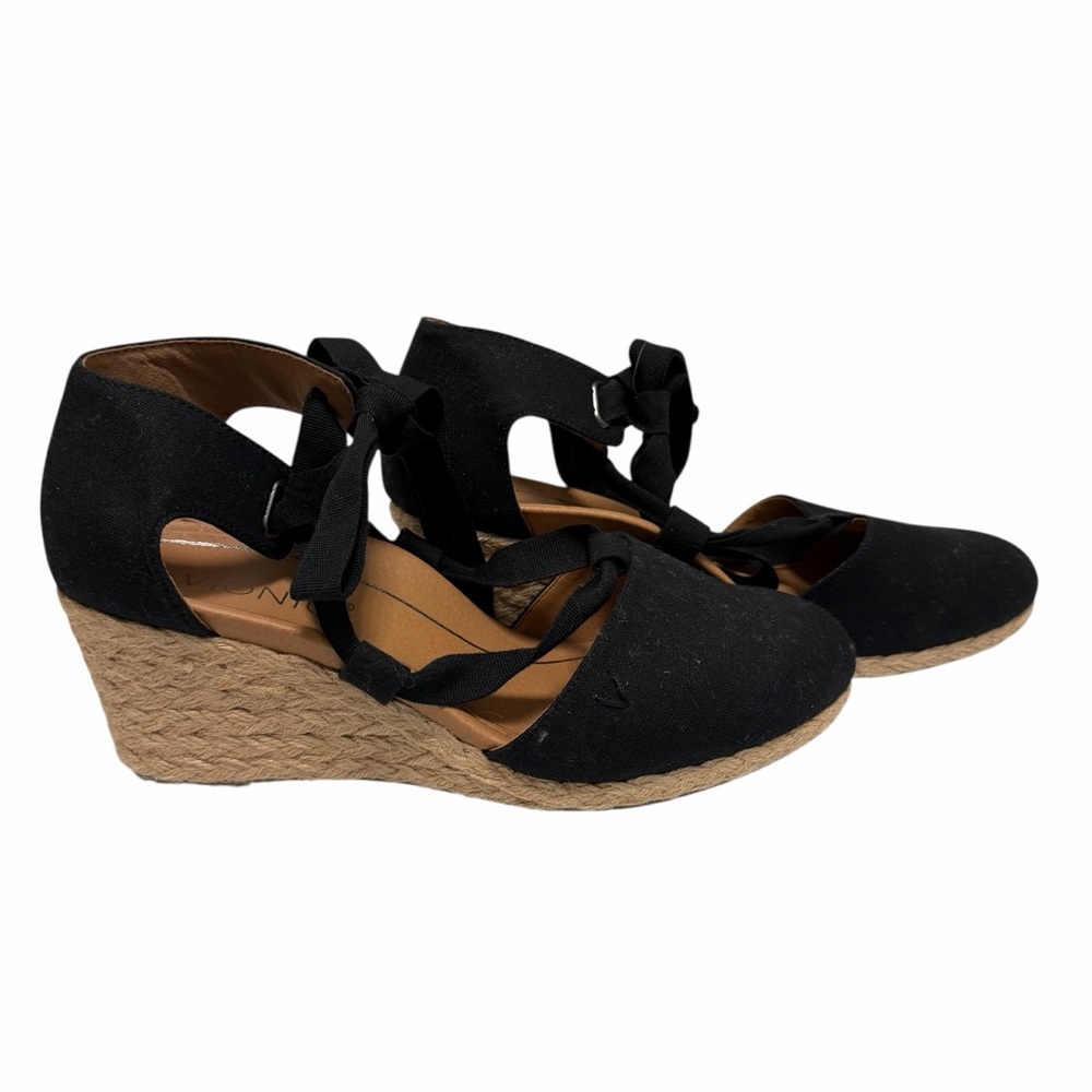 Vionic Solid Black/Tan Canvas Wedges - image 3